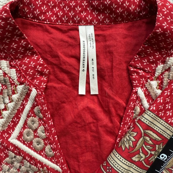 Anthropologie Keira Embroidered Peplum Blouse Size 2 - Picture 10 of 13